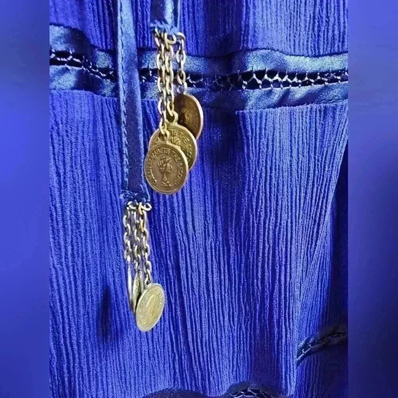 Guess By Marciano Blue Sleeveless Chiffon Dress Size S Sheer Fairy Cocktail - Picture 11 of 11